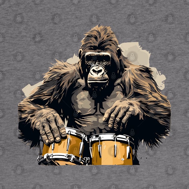 Gorilla playing drums by Graceful Designs